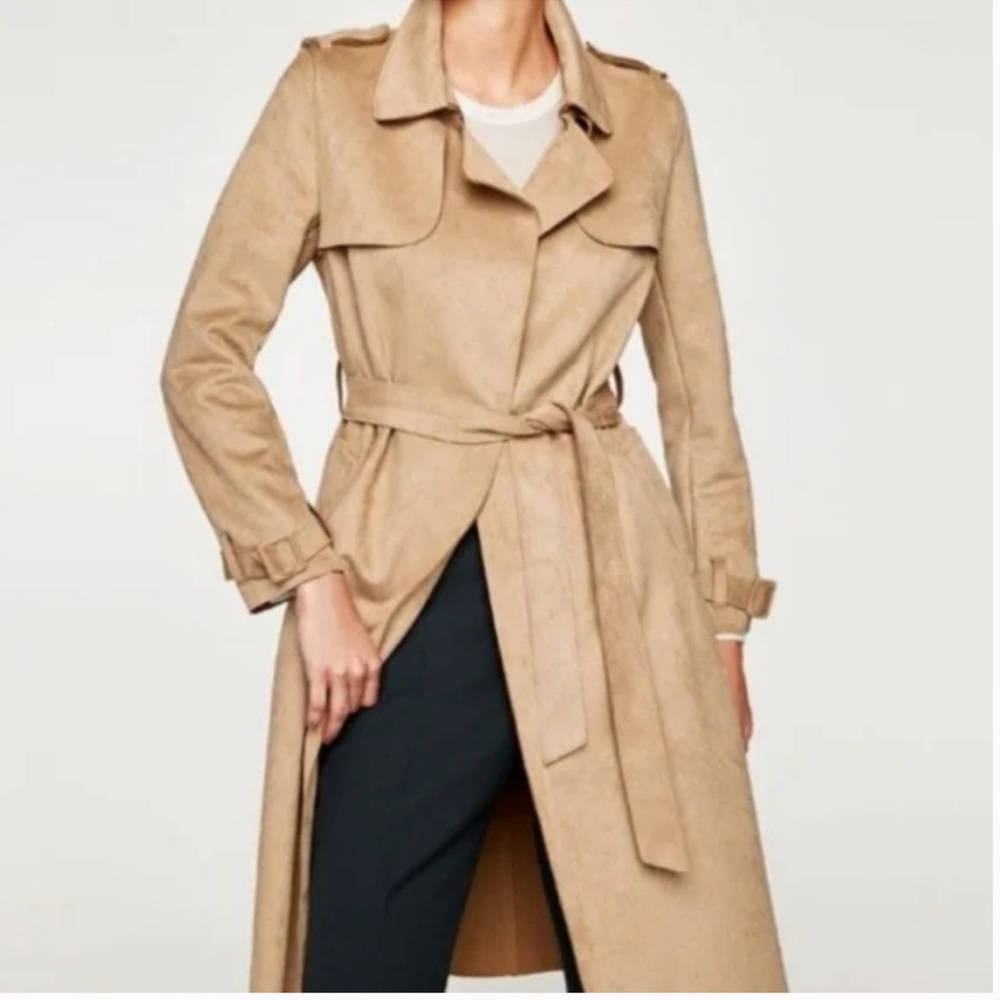 Zara Faux Suede Trench Coat